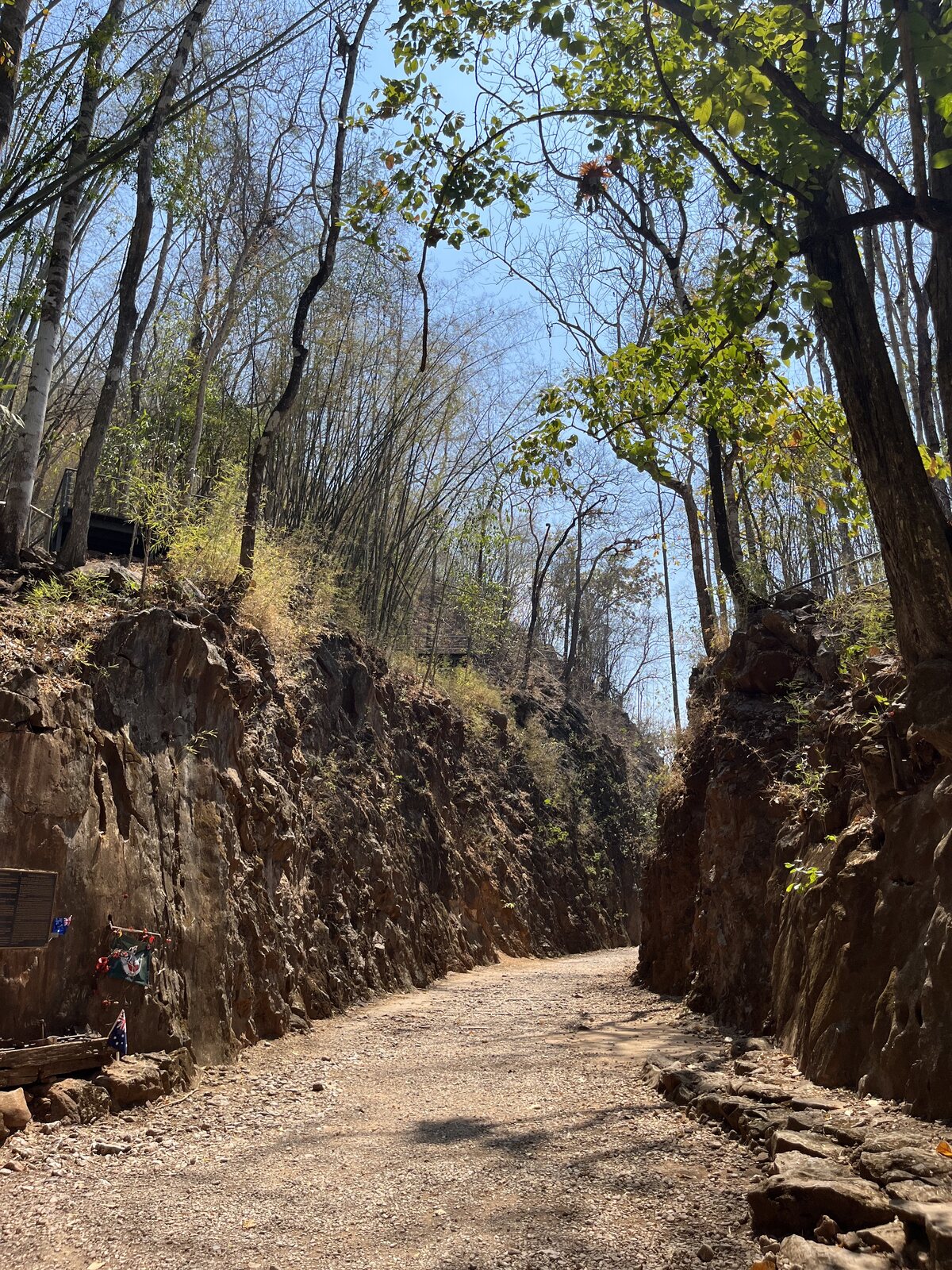 The hand-cut rock cutting at Hellfire Pass on the Thailand-Burma Death Railway, Kanchanaburi