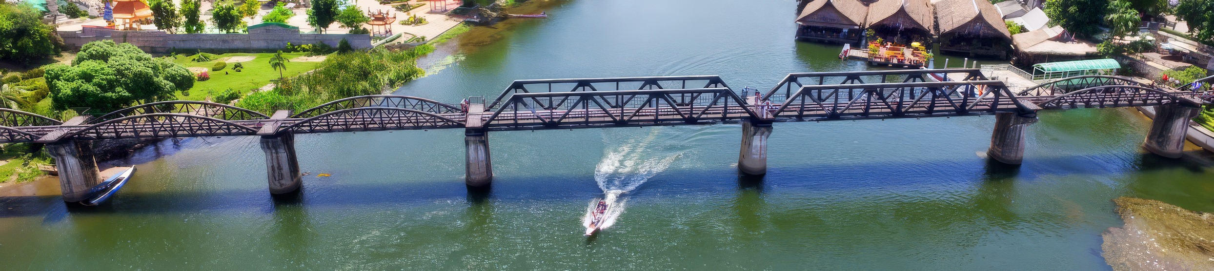 The bridge over the River Kwai, Kanchanaburi, seen from above